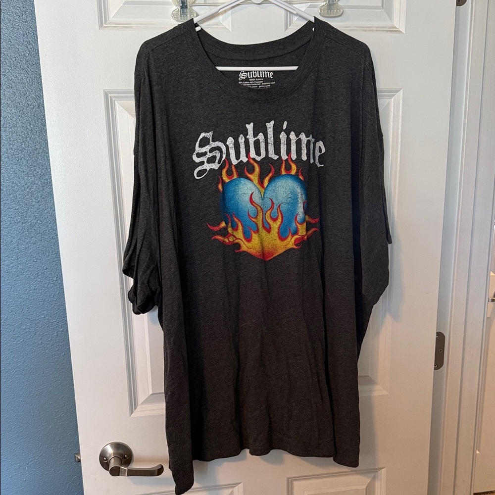 Sublime Black Short Sleeve Graphic Tee - Flame Heart Print
